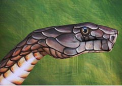 Cobra on green Hand Painting | Guido Daniele